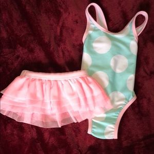 Baby girl bathing suit with tutu size 9M